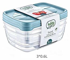TÁROLÓ DOBOZ SZETT 3DB-OS MŰA. 0,6L