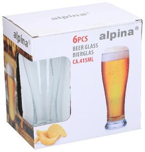 SÖRÖSPOHÁR 6DB O7XH20CM 415ML 1620GR/SZETT ÜVEG ALPINA