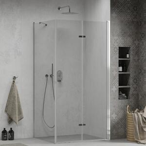Mexen Lima 80x70 aszimmetrikus szögletes összecsukható nyílóajtós zuhanykabin 6 mm vastag vízlepergető biztonsági üveggel, krómozott elemekkel, 190 cm magas