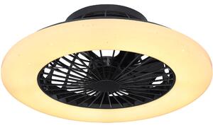 Globo Travo szabályozható ventilátoros mennyezeti LED lámpa távirányítóval, fekete