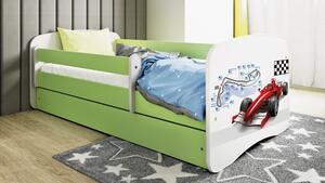 Babydreams gyerekágy Formula dizájnnal, méret: 160x80, szín: világoszöld, matraccal, ágyneműtartóval