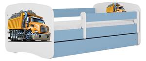 Babydreams gyerekágy kamionos dizájnnal, méret: 140x70, szín: világoskék, matraccal, ágyneműtartóval