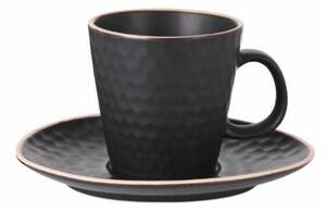 Morgan fekete kávés csésze és csészealj kezeletlen szegéllyel 220ml - Raktáron