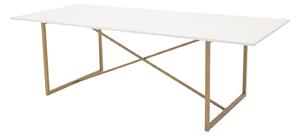 Asztal Dallas 196, Tölgy, Fehér, 75x100x240cm, Közepes sűrűségű farostlemez, Fém