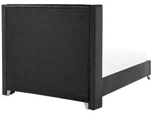 Fekete bársony franciaágy 160 x 200 cm LUBBON