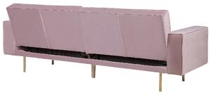 Rózsaszín bársony kanapéágy VISNES