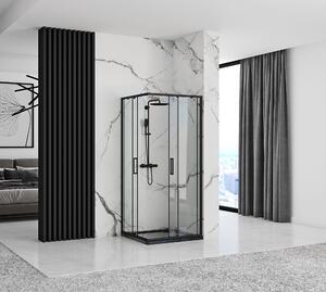 Rea - PUNTO BLACK MAT zuhanykabin 80 x 80 cm, átlátszó üveg / fekete profil, REA-K4800