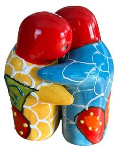 Mediterrán virágmintás kerámia só- és borsszóró pár (8 × 5 cm)