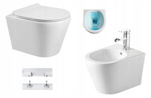 Mexen RICO Keret nélküli, falra szerelhető WC-csésze üléssel + bidével, fehér, 30724000 + 35724800