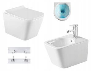 Mexen TEO RIMLESS falra szerelhető WC-csésze üléssel + bidé TEO, fehér, 30850700 + 35855100
