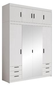 Gardróbszekrény Novduni 120, Laminált forgácslap, 246x177x53cm, Fehér