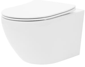 Rea CARLO mini-keret nélküli falra szerelhető WC-csésze 49x37, lassan eső üléssel, fehér, REA-C2760