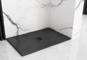 Rea BLACK ROCK- Akril zuhanytálca 80 x 100 x 3,5 cm + szifon, fekete, REA-K4578