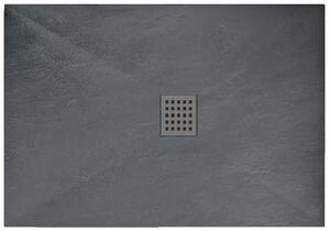 Rea GREY ROCK- Akril zuhanytálca 80 x 100 x 3,5 cm + szifon, szürke, REA-K4582