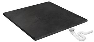 Rea BLACK STONE - Kő zuhanytálca 90 x 90 x 3,5 cm + szifon, fekete, REA-K9601