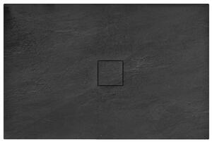 Rea BLACK STONE - Kő zuhanytálca 80 x 100 x 3,5 cm + szifon, fekete, REA-K9756