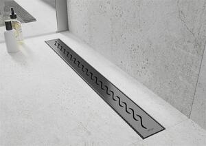 Mexen Lapos rozsdamentes zuhanyfolyó 50 cm, M18 minta, fekete, 1723050-15