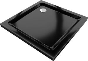 Mexen SLIM - zuhanytálca KVADRAT 90x90 cm + szifon, fekete, 40709090