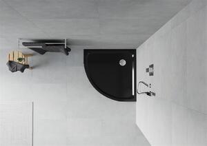 Mexen SLIM - Negyedkör alakú zuhanytálca 70x70x5cm + króm szifon, fekete, 41707070