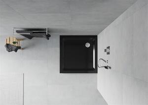 Mexen SLIM - Négyzet alakú zuhanytálca 90x90x5cm + króm szifon, fekete, 40709090