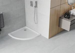 Mexen SLIM - Negyedkör alakú zuhanytálca 70x70x5cm + króm szifon, fehér, 41107070
