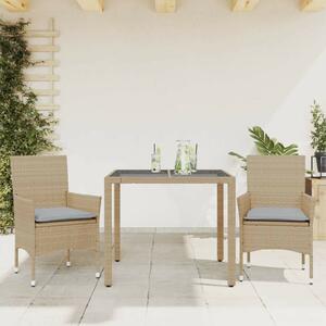 VidaXL Kerti Étkezőgarnitúra - 3 részes - Bézs Polyrattan