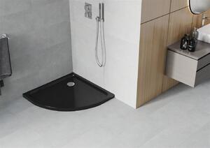 Mexen SLIM - Negyedkör alakú zuhanytálca 70x70x5cm + króm szifon, fekete, 41707070