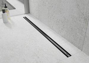 Mexen Lapos rozsdamentes zuhanytálca 360°-ban forgatható szifonnal 60 cm, SLIM mintás, fekete, 1741060