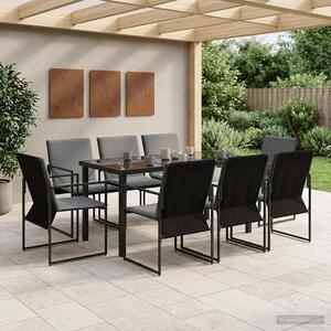 Kert étkező szett 9 pcs Fekete és Antracit 160 x 80 x 73 cm