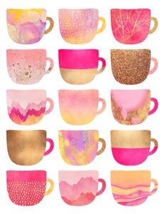 Illusztráció Pretty Pink Coffee Cups, Elisabeth Fredriksson, (30 x 40 cm)