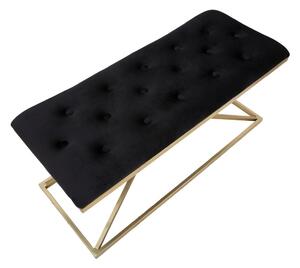 Bársony hatású ülőpad, piramis alakú lábakkal, fekete-arany - CRISTALLINE