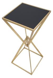 Üveg lerakóasztal, piramis alakú lábakkal, szürke-arany - CRISTALLINE