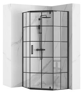 Rea - Hexa egyajtós zuhanykabin 80 x 80 cm, fekete profil - átlátszó üveg 6 mm, REA -K8969