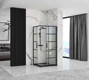 Rea - Concept zuhanykabin tolóajtóval 80 x 80 cm, fekete profil - átlátszó üveg 5 mm, REA-K5479