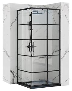 Rea - Concept zuhanykabin tolóajtóval 90 x 90 cm, fekete profil - átlátszó üveg 5 mm, REA -K6389
