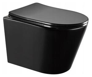 Mexen Rico fali WC Perem nélküli és falra akasztható bidé, fekete matt - 35724885 + 30721085
