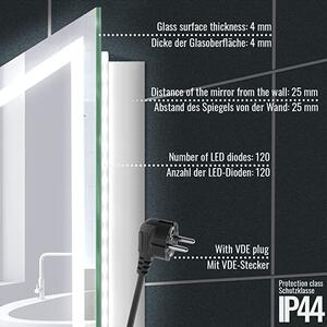 AQUAMARIN Fürdőszobatükör LED 120 x 70 cm 47 W