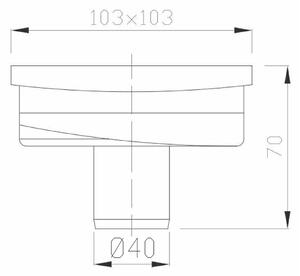 Bruckner, Padlólefolyó 103x103 egyenes, hulladék 40mm, rozsdamentes acél, 183.053.0