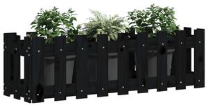 VidaXL fekete tömör fenyőfa kerti magaságyás kerítéssel 100x30x30 cm