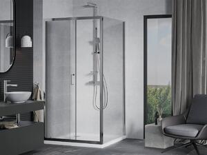 Mexen Apia eltolható zuhanykabin 100 x 100 cm, 5 mm-es üveg, króm profil-átlátszó üveg + vékony zuhanytálca 5 cm, 840-100-100-01-00-4010