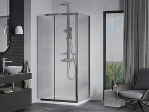 Mexen Apia eltolható zuhanykabin 90 x 70 cm, 5 mm-es üveg, króm profil-átlátszó üveg + vékony zuhanytálca 5 cm, 840-090-070-01-00-4010