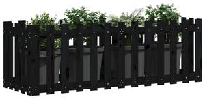 VidaXL fekete tömör fenyőfa kerti magaságyás kerítéssel 150x50x50 cm