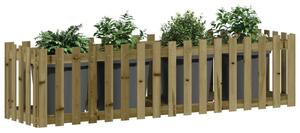 VidaXL impregnált fenyőfa kerti magaságyás kerítéssel 200x50x50 cm