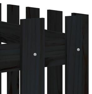 VidaXL fekete tömör fenyőfa kerti magaságyás kerítéssel 150x50x70 cm