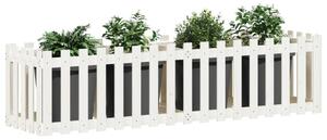 VidaXL fehér tömör fenyőfa kerti magaságyás kerítéssel 200x50x50 cm