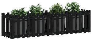 VidaXL fekete tömör fenyőfa kerti magaságyás kerítéssel 200x50x50 cm