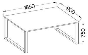 Ipari loft asztal 185x90 cm - fehér / fekete