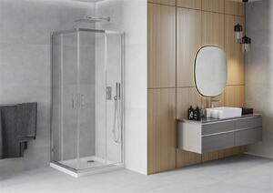 Mexen Rio szögletes zuhany 70 x 70 cm, 5 mm-es üveg, króm profil-átlátszó üveg + vékony zuhanytálca 5 cm, 860-070-070-01-00-4010