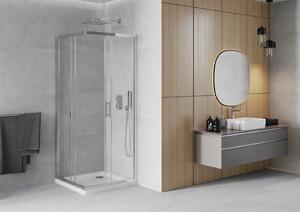 Mexen Rio szögletes zuhany 70 x 70 cm, 5 mm-es üveg, króm profil-átlátszó üveg + vékony zuhanytálca 5 cm, 860-070-070-01-00-4010