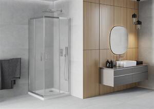 Mexen Rio szögletes zuhany 70 x 70 cm, 5 mm-es üveg, fagyos üveg, króm profil + vékony zuhanytálca 5 cm, 860-070-070-01-30-4010